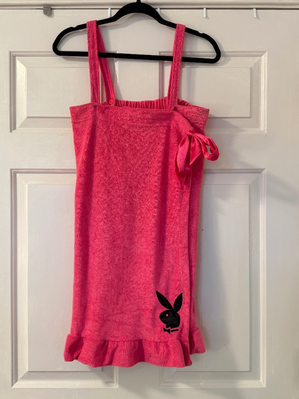 Y2K Playboy Intimates Terrycloth Mini Dress Coverup Hot Pink Womens Small/Medium